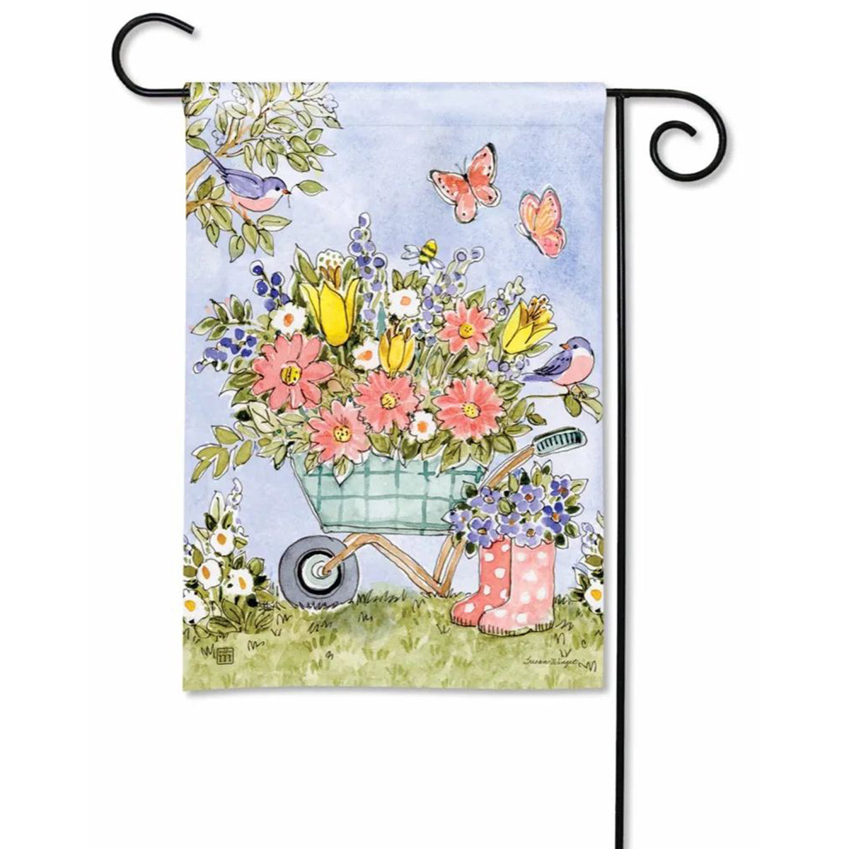 Flower Cart Garden Flag
