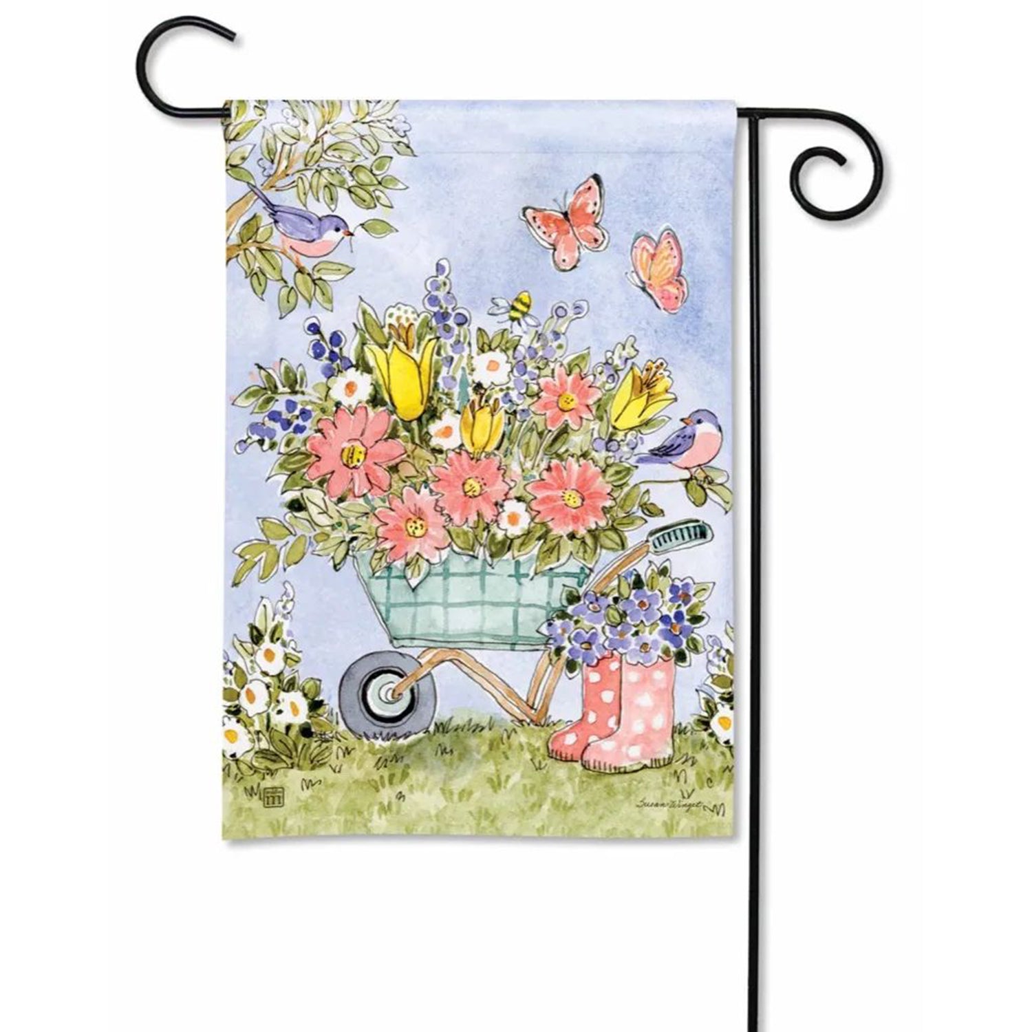 Flower Cart Garden Flag