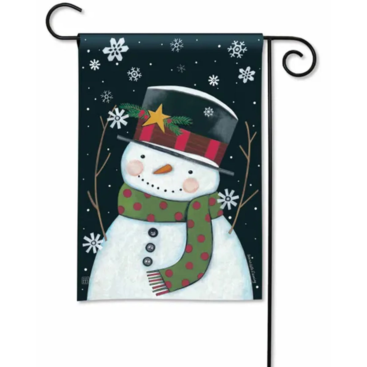 Nighttime Snowman Garden Flag