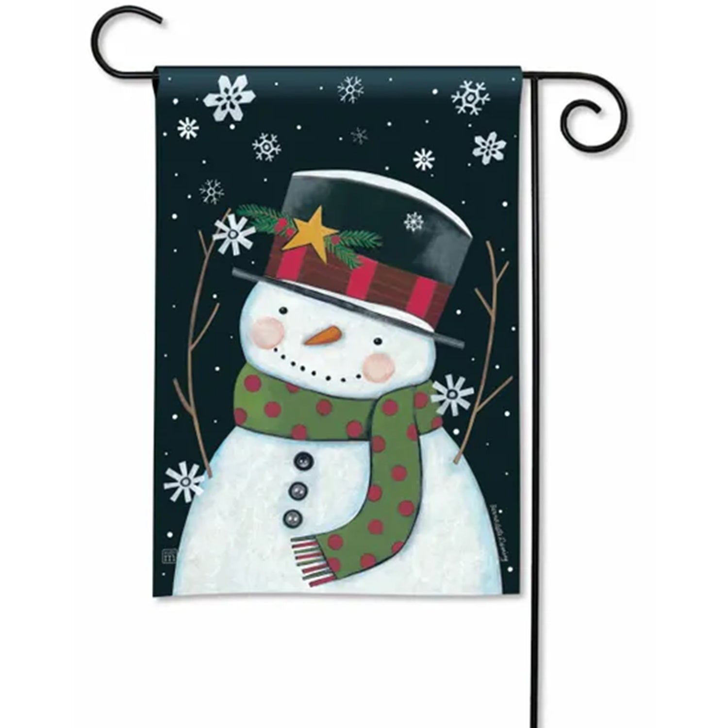 Nighttime Snowman Garden Flag