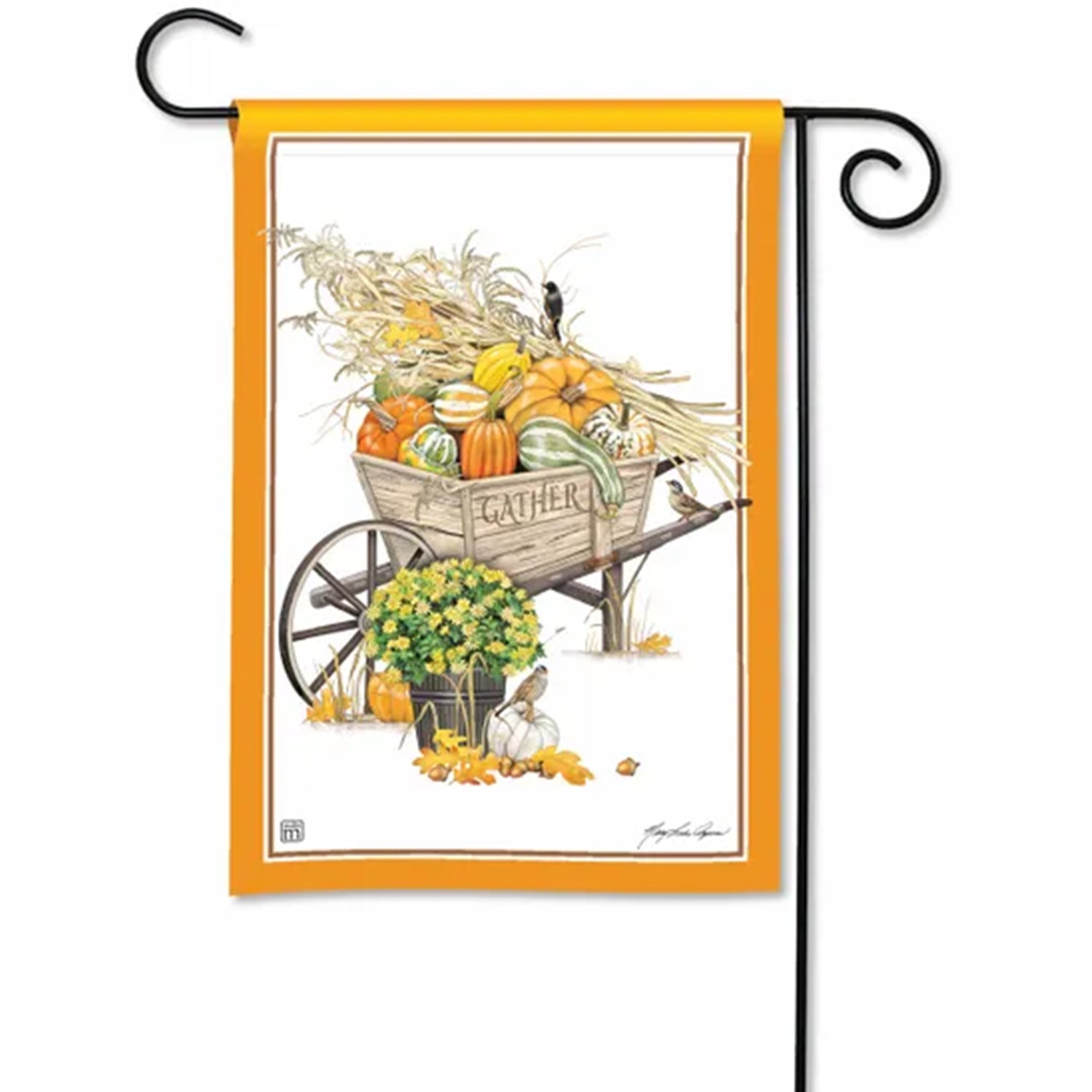 Harvest Wheelbarrow Garden Flag
