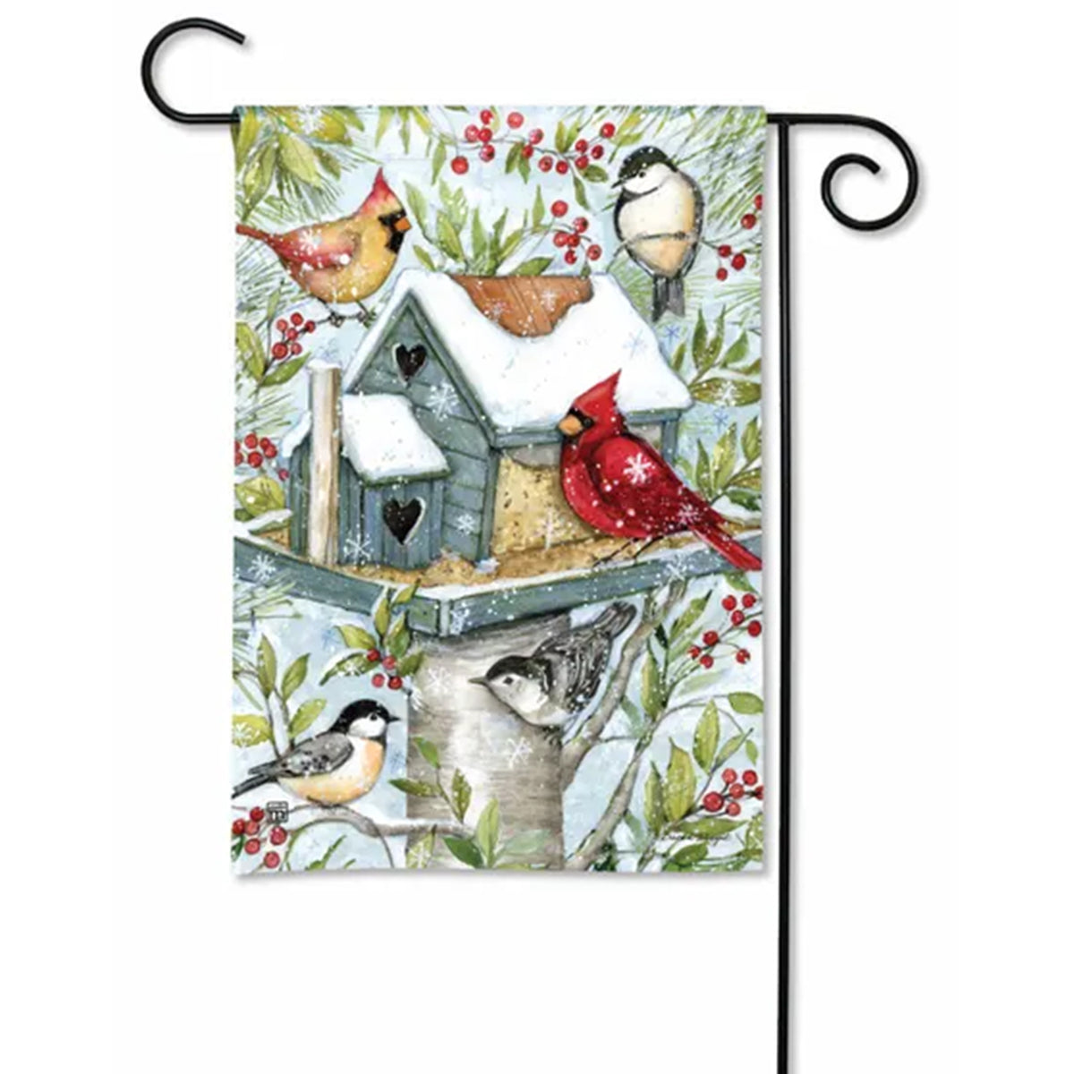 Winter Birdhouse Garden Flag