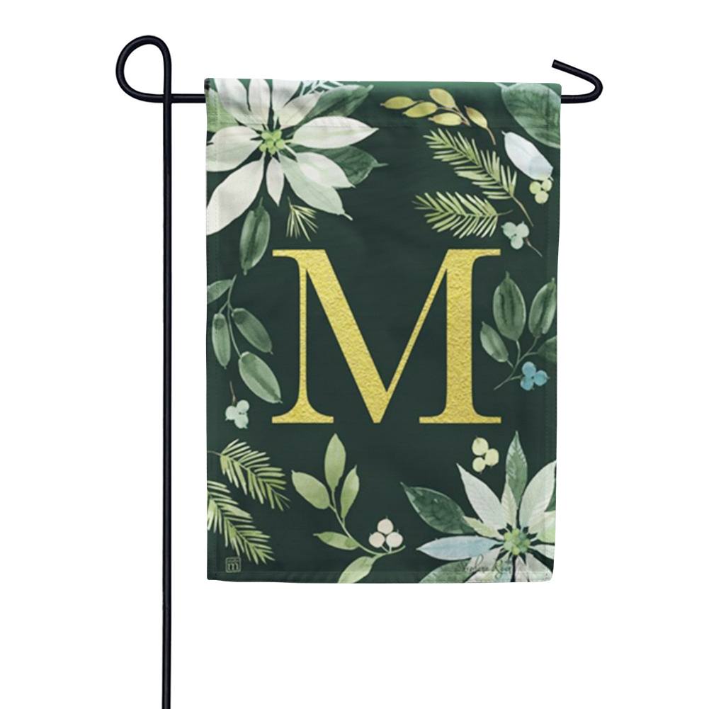 Poinsettia Joy Monogram Garden Flag