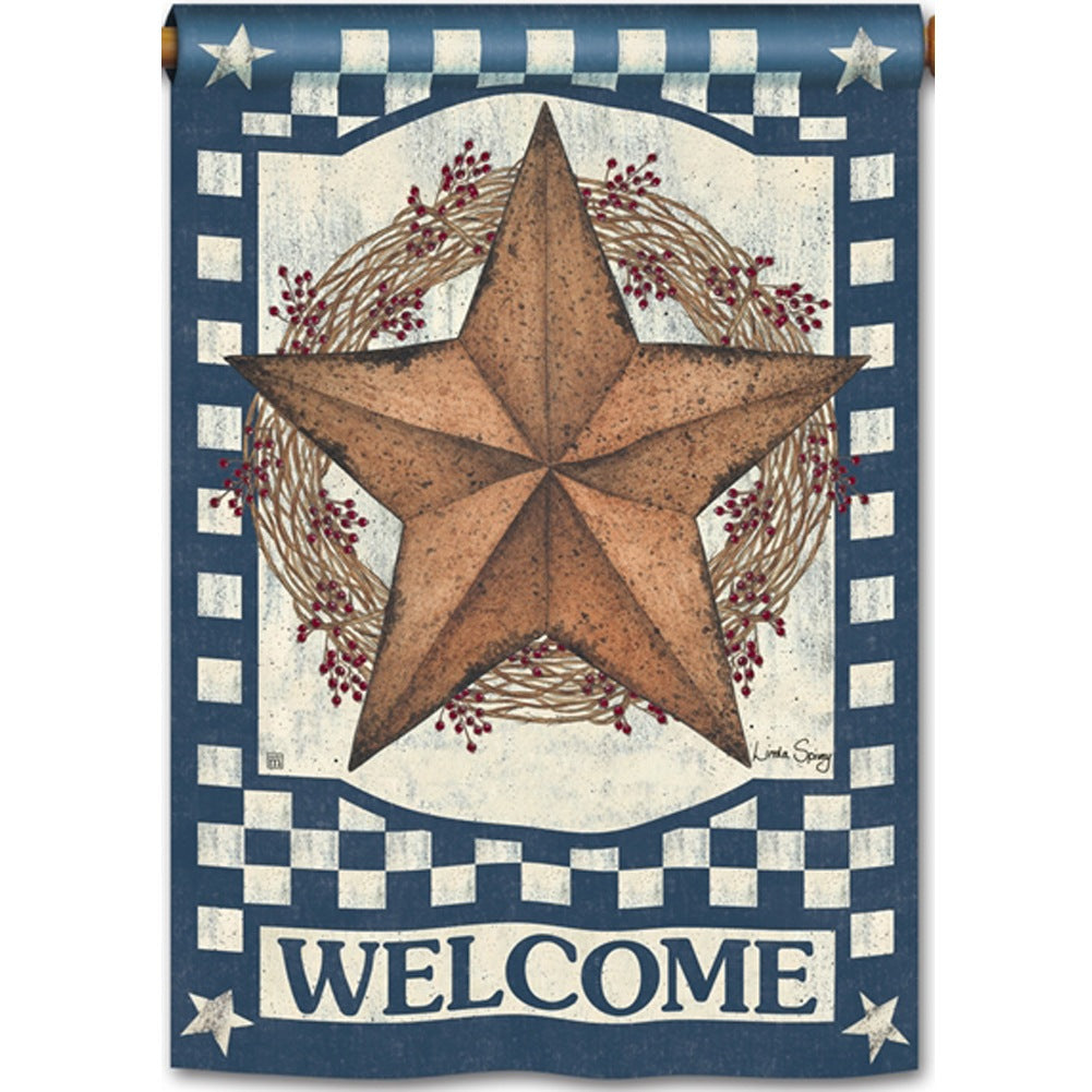Blue Barn Star Double Sided House Flag