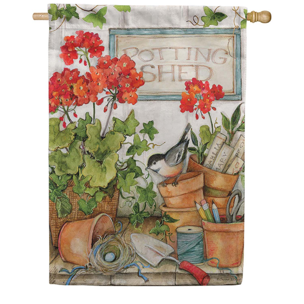 Premier Geranium Potting Shed Oversized House Flag