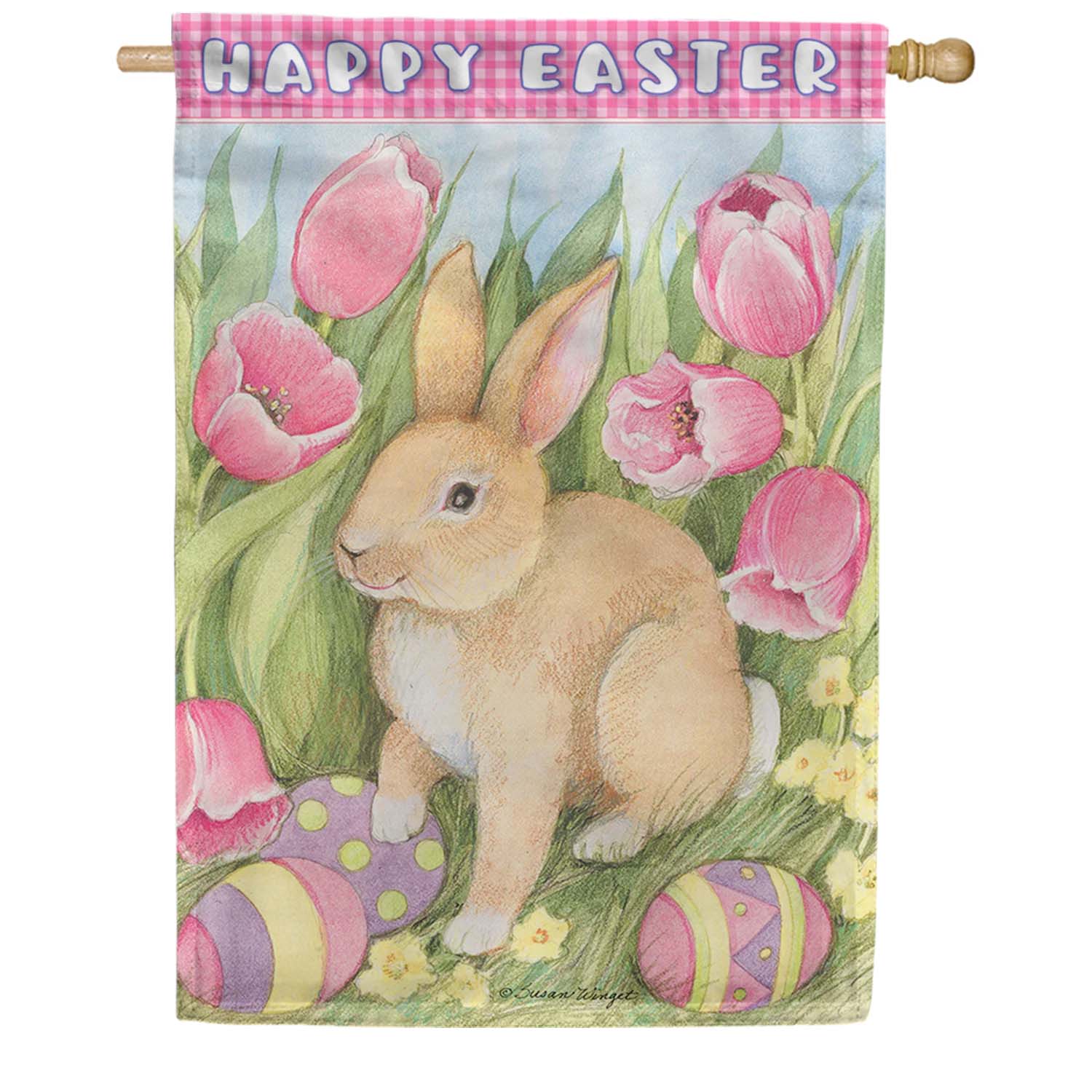 Premier Easter Bunny Tulips Oversized House Flag