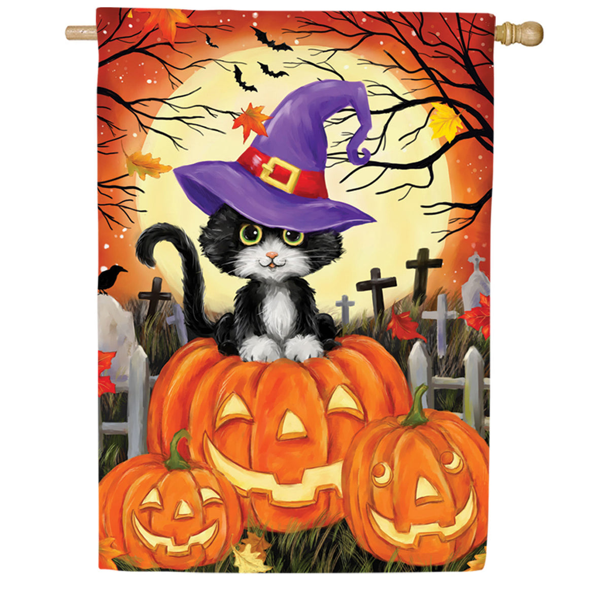 Halloween Black Cat House Flag