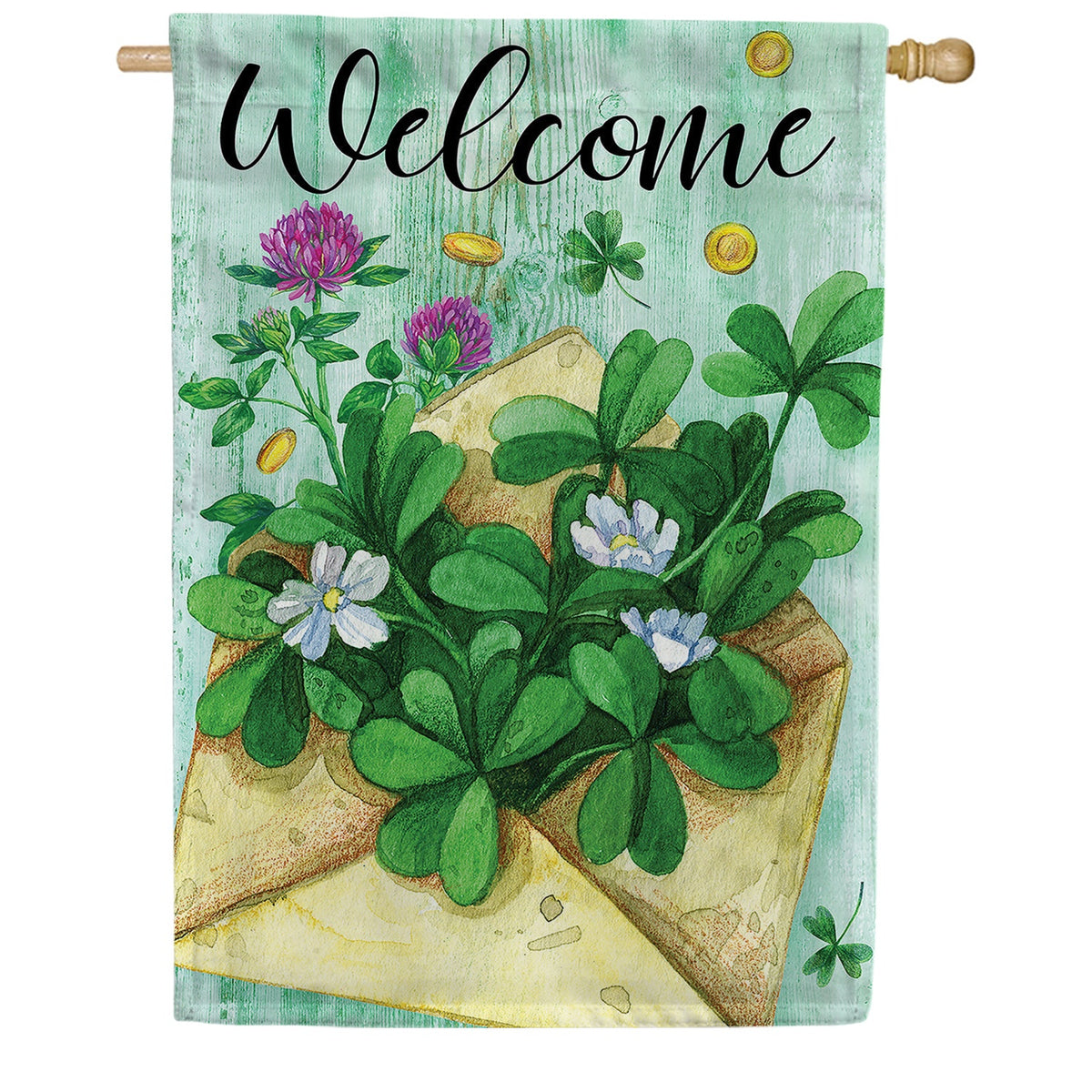 Toland Lucky Clover Welcome House Flag
