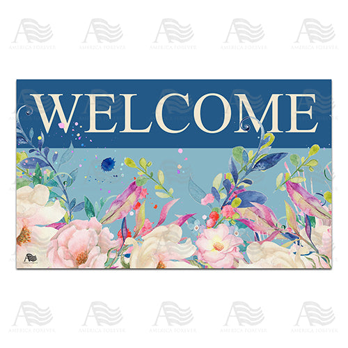 Blue Flower Garden Doormat