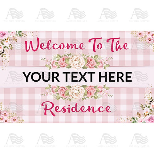 Personalized Doormat - Rose Gingham