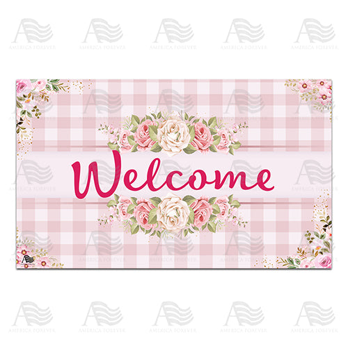 Rose Gingham Doormat