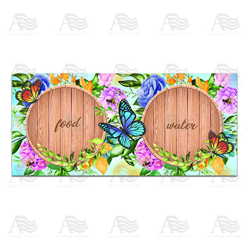 Hello Spring Wooden Boards Pet Feeding Mat