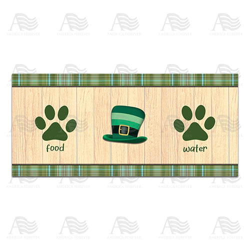 Green Striped Leprechaun Hat Pet Feeding Mat