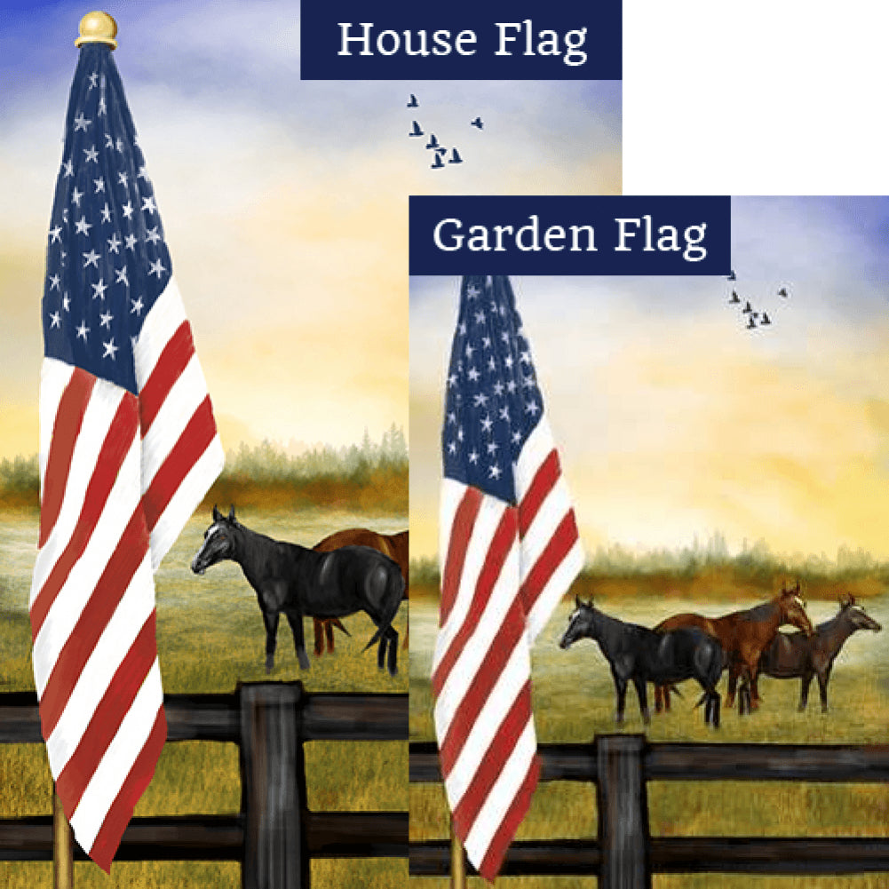 American Country Sunrise Double Sided Flags Set (2 Pieces)