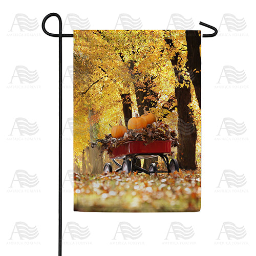 Fall Red Wagon Double Sided Garden Flag