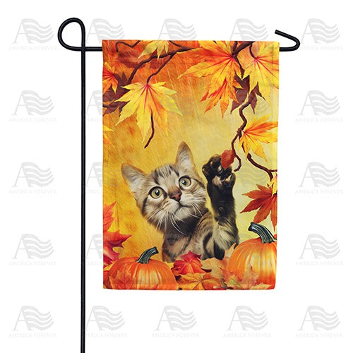 Curious Fall Kitten Double Sided Garden Flag