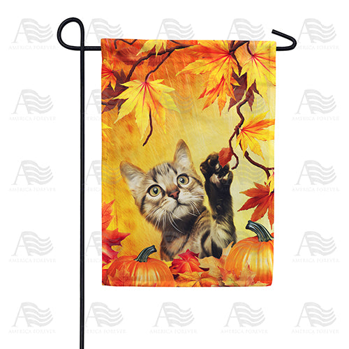 Curious Fall Kitten Double Sided Garden Flag