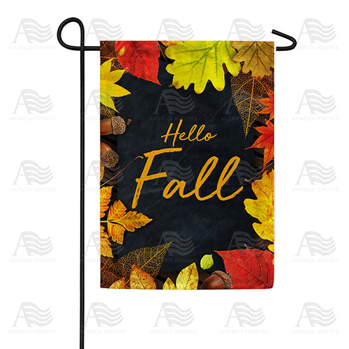 Hello Fall On Black Slate Double Sided Garden Flag