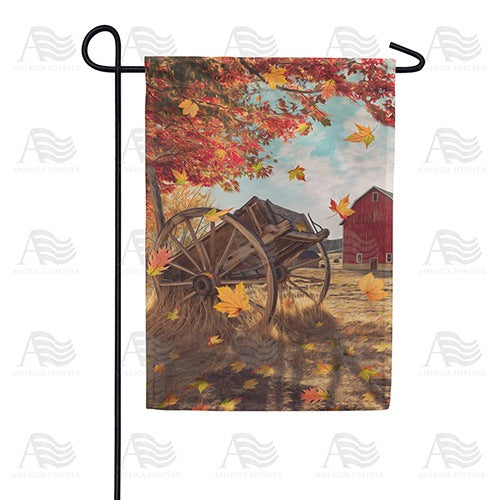 Old Wooden Farm Cart Double Sided Garden Flag