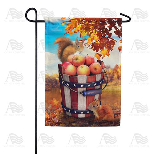 Fall Squirrels With Apple Bounty Double Sided Garden Flag