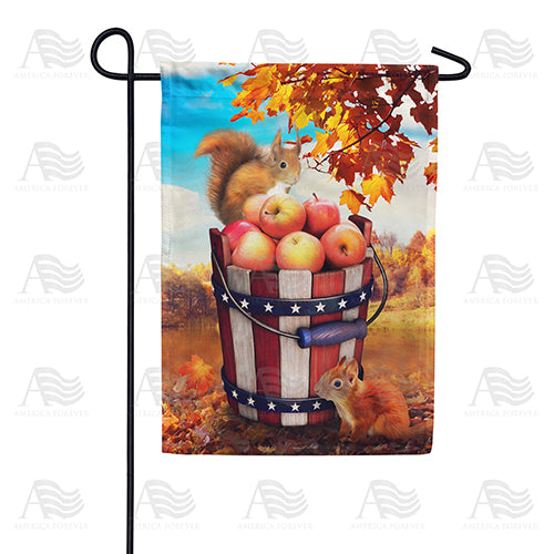 Fall Squirrels With Apple Bounty Double Sided Garden Flag