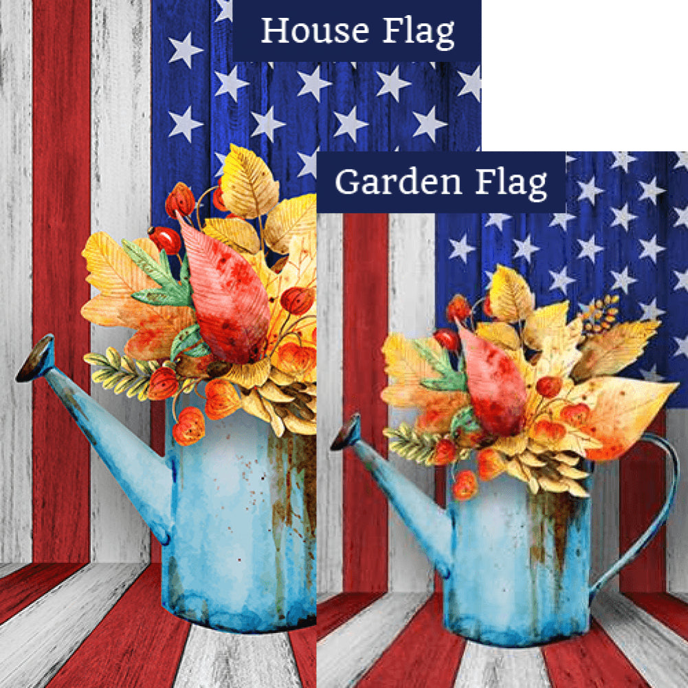 Old Fall Watering Can Flags Set (2 Pieces)