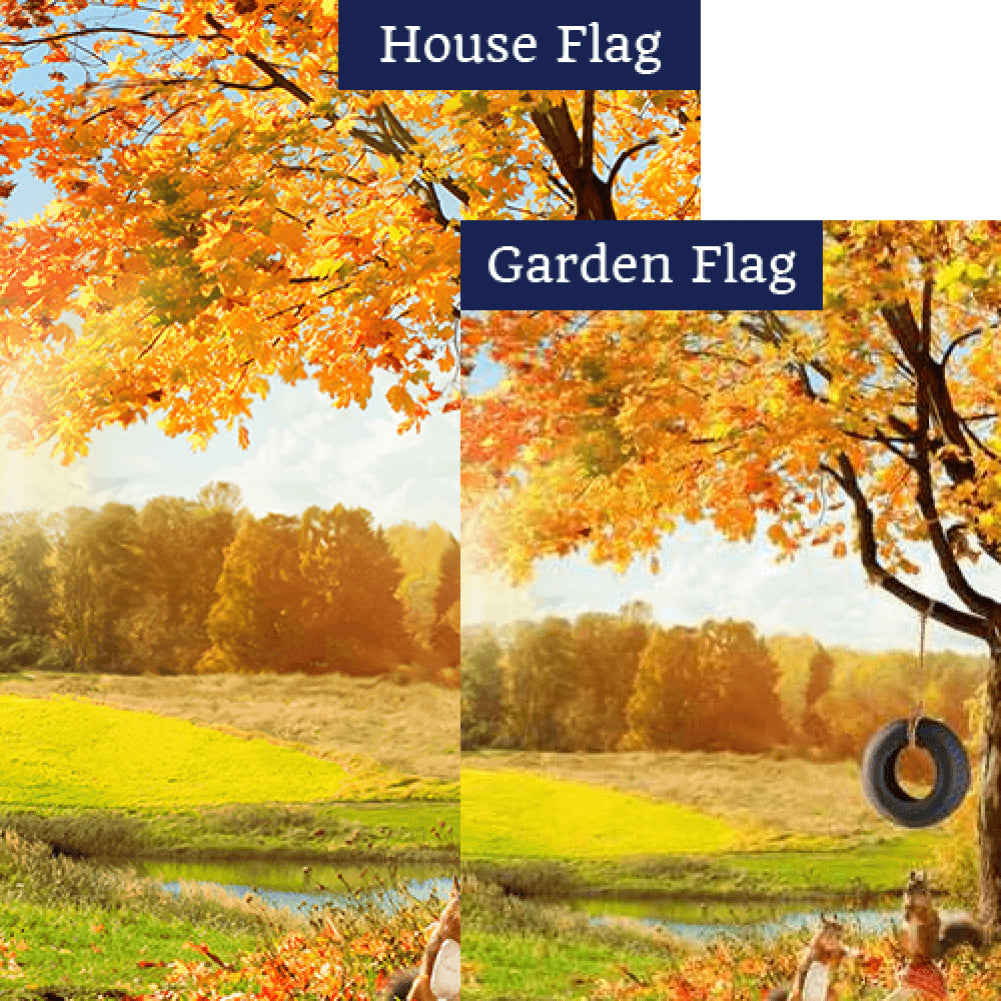 Fall Squirrel Playground Flags Set (2 Pieces)