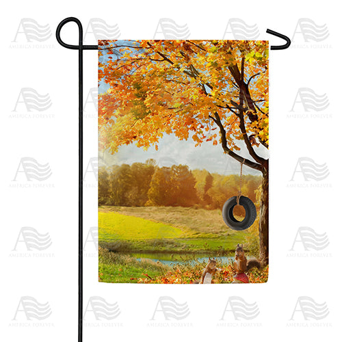 Fall Squirrel Playground Double Sided Garden Flag