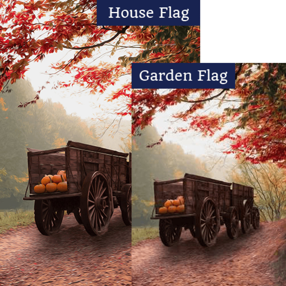 Old Pumpkin Wagon Flags Set (2 Pieces)