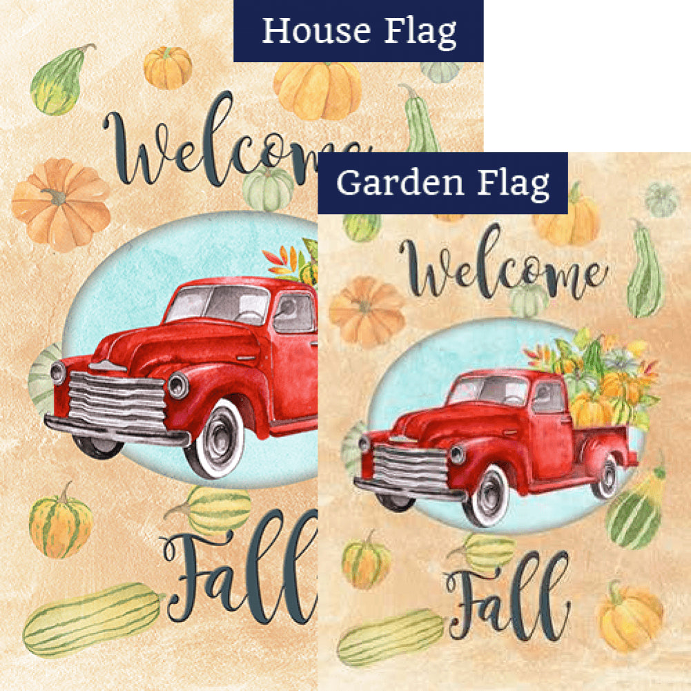 Welcome Fall Red Truck Flags Set (2 Pieces)