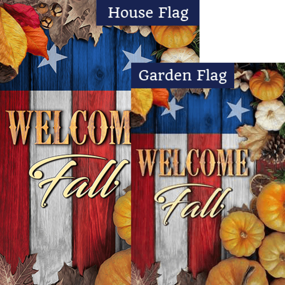 Stars And Stripes Fall Welcome Flags Set (2 Pieces)