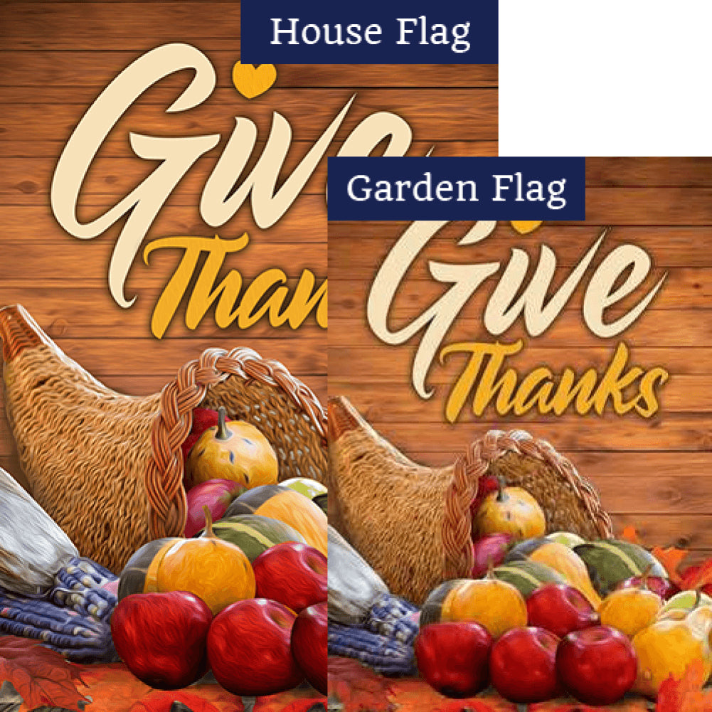 Horn Of Plenty Thanksgiving Flags Set (2 Pieces)