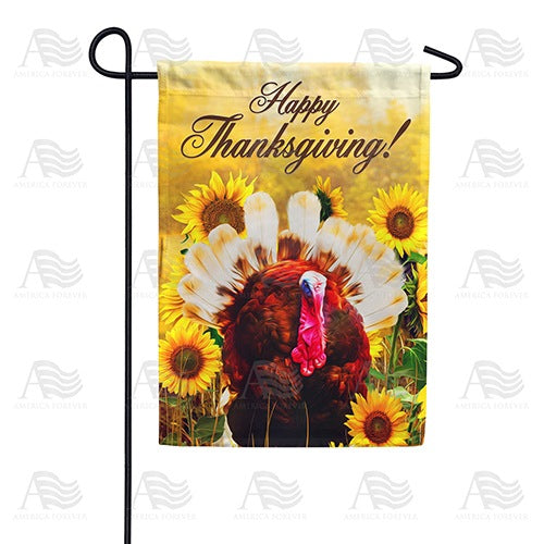 Turkey In Sunflowers Double Sided Garden Flag