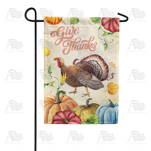 Give Thanks Watercolor Double Sided Garden Flag