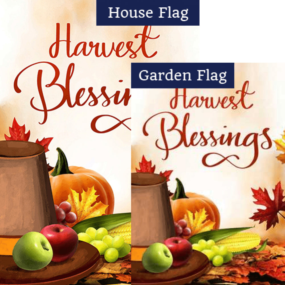Pilgrim Hat Harvest Blessings Flags Set (2 Pieces)
