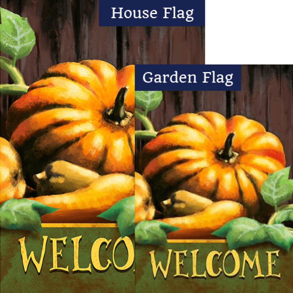 Pumpkin Welcome Double Sided Flags Set (2 Pieces)
