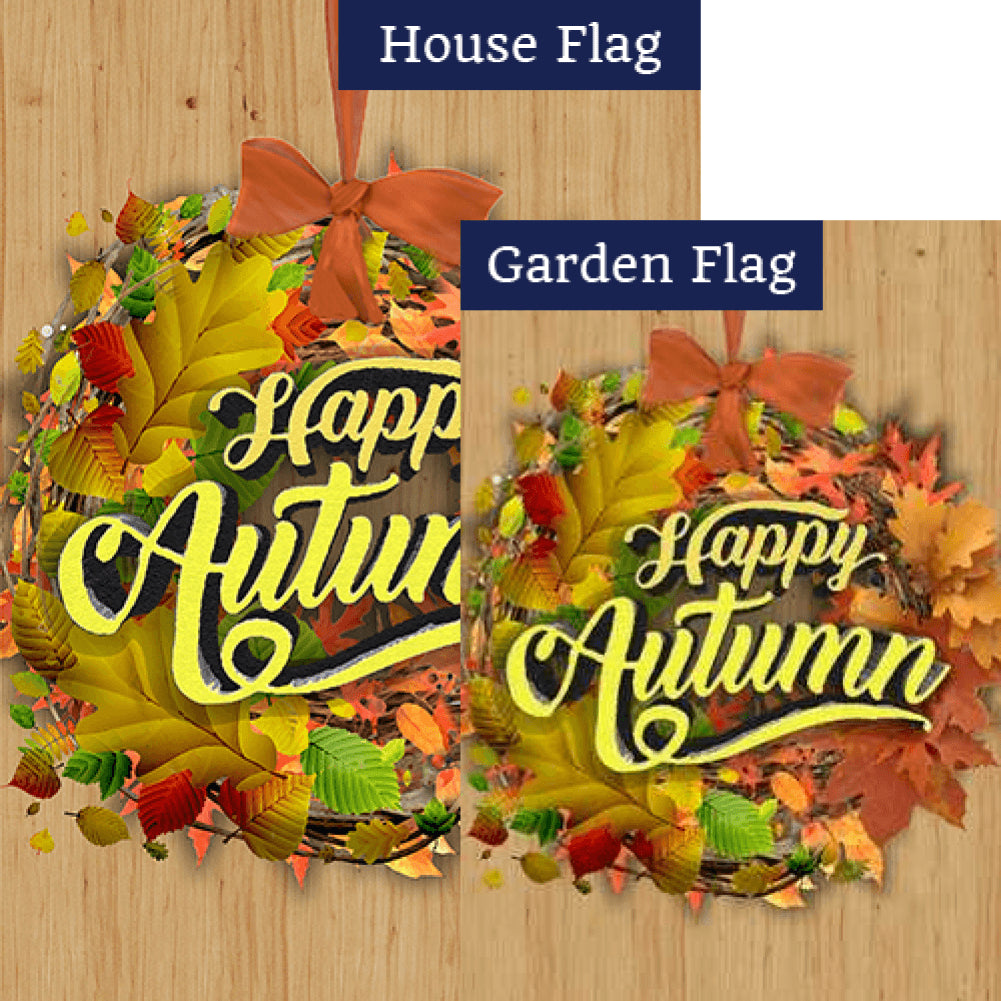 Happy Autumn Wreath Double Sided Flags Set (2 Pieces)