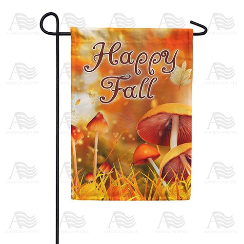 Happy Fall Mushrooms Double Sided Garden Flag