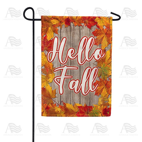 Hello Fall Leaf Border Double Sided Garden Flag