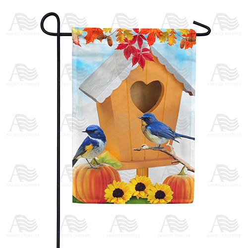Autumn Birdhouse Bluebirds Double Sided Garden Flag