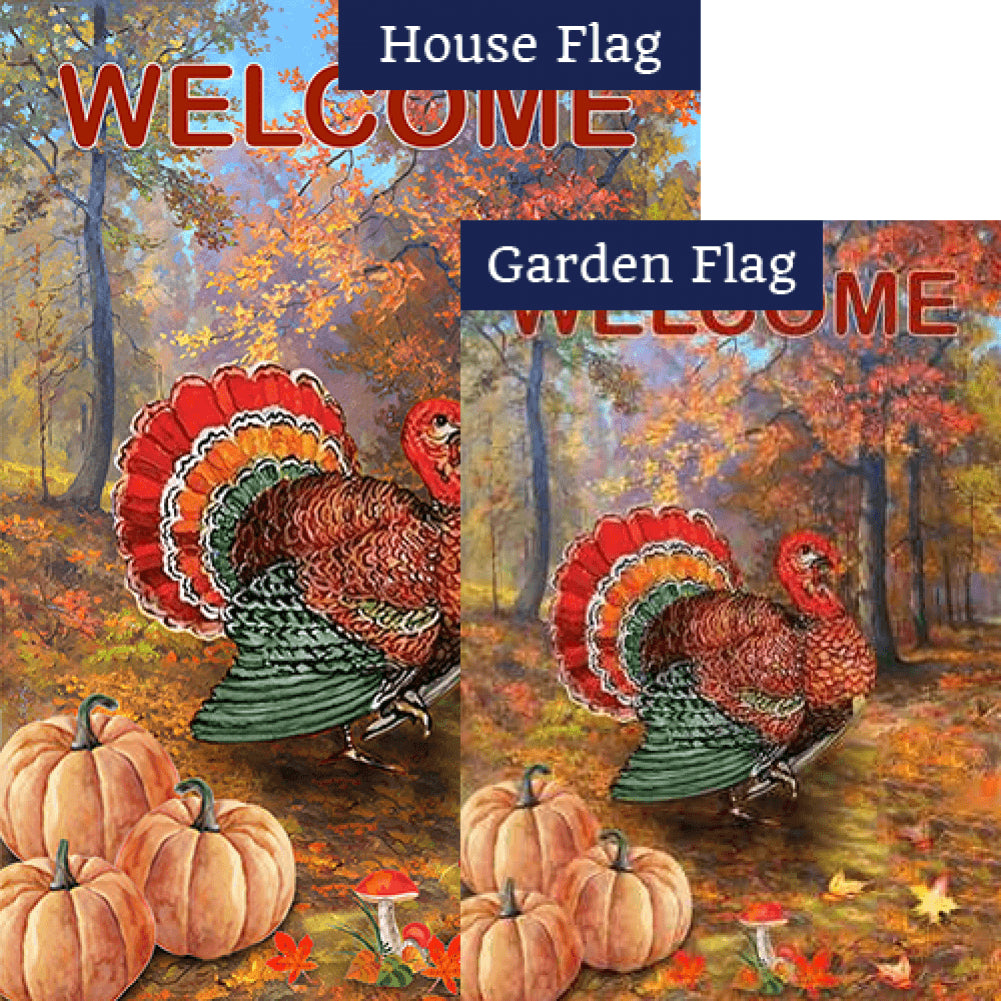 Turkey Strut Double Sided Flags Set (2 Pieces)