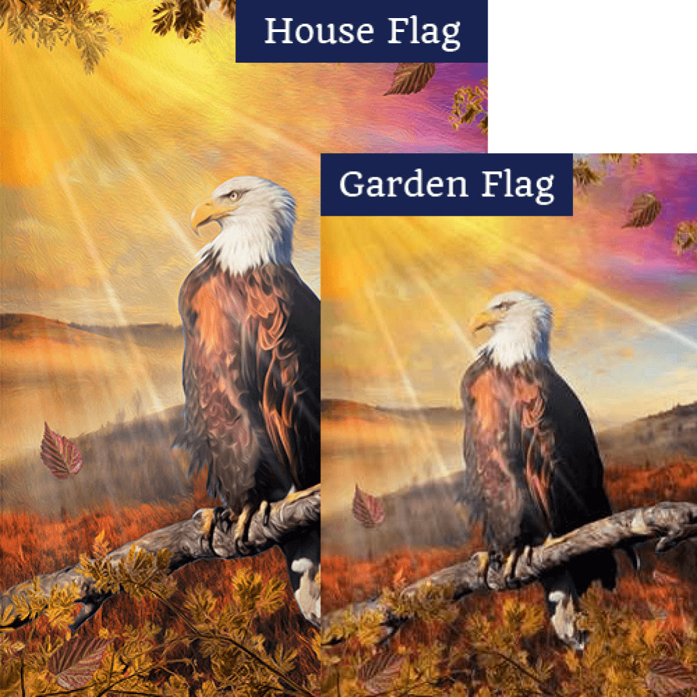 Eagle Basking In Sunlight Double Sided Flags Set (2 Pieces)