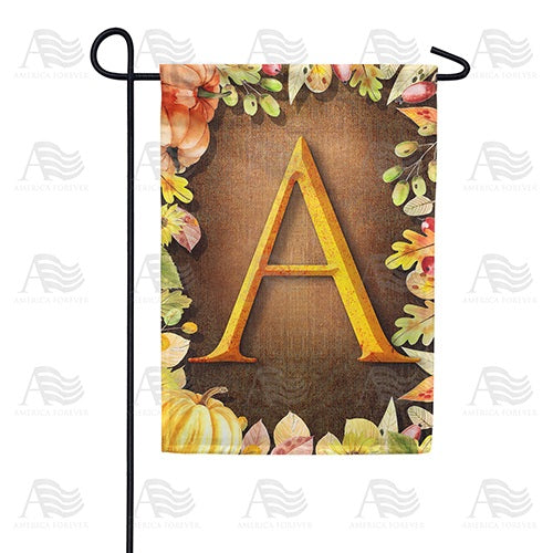 Pumpkins & Leaves Monogram Double Sided Garden Flag