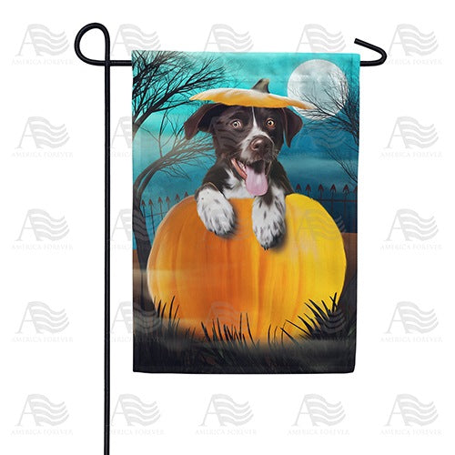 Pup In Pumpkin Double Sided Garden Flag