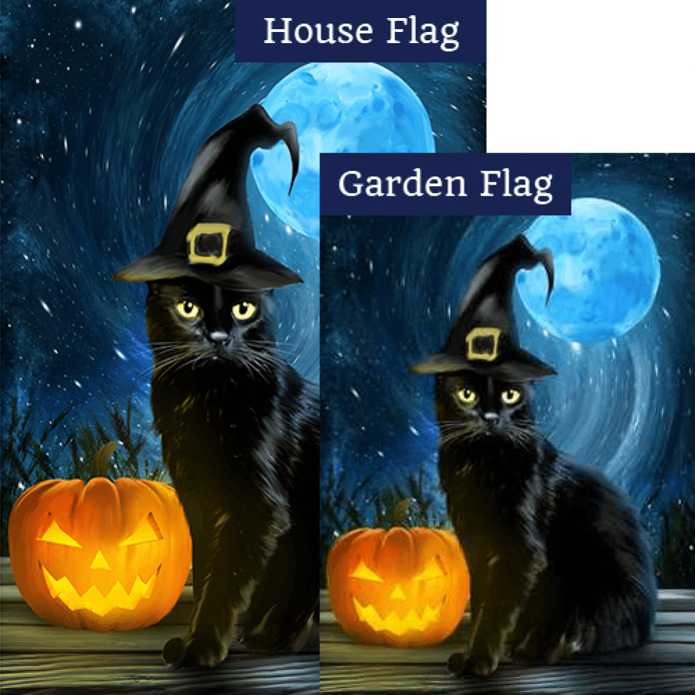 Witchy Cat Double Sided Flags Set (2 Pieces)