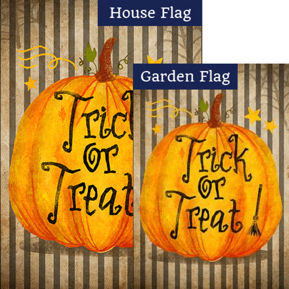 Trick Or Treat Pumpkin Double Sided Flags Set (2 Pieces)