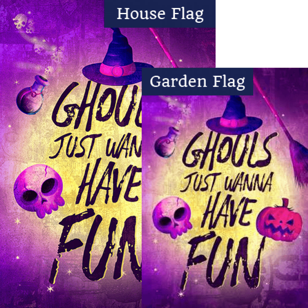 Ghoulish Fun Double Sided Flags Set (2 Pieces)