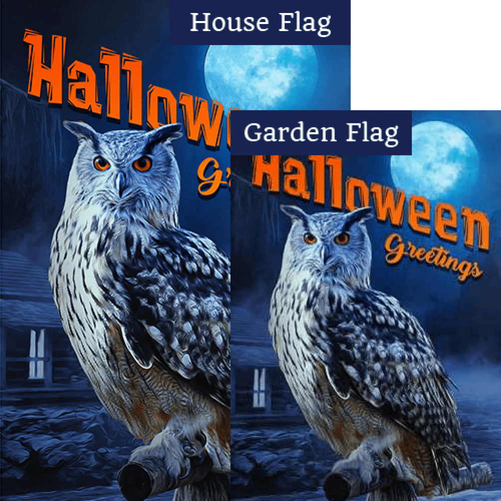 Owloween Greetings Double Sided Flags Set (2 Pieces)