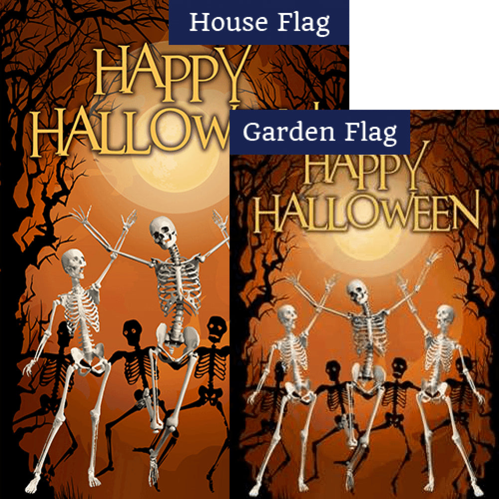 Halloween Dancing Skeletons Double Sided Flags Set (2 Pieces)