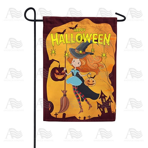Frannie The Friendly Witch Double Sided Garden Flag